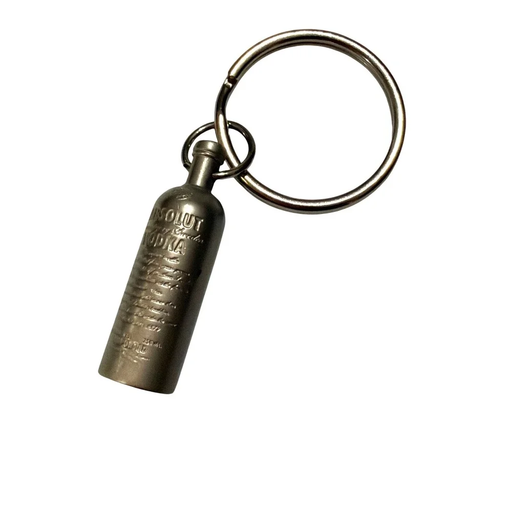 Absolut Vodka Keychain Silver Metal Bottle CharmFranklin Mint  Vintage Barware